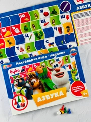 Развивающая настольная игра для ребенка ходилка бродилка домовой Буба азбука буквы мульт