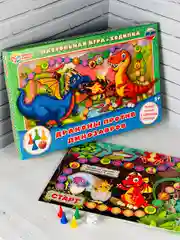 Развивающая игра ходилка с кубиком фишками бродилка детская Дракон Динозавр дино Дракончик