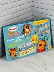 Детская настольная игра ходилка бродилка с фишками Три кота Карамелька Коржик 2 поля мульт