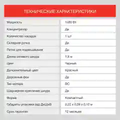 Фен Starwind SHD 7065, черный/красный, 1400 Вт