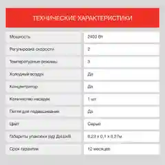 Фен Starwind SHP6105, 2400Вт, синий