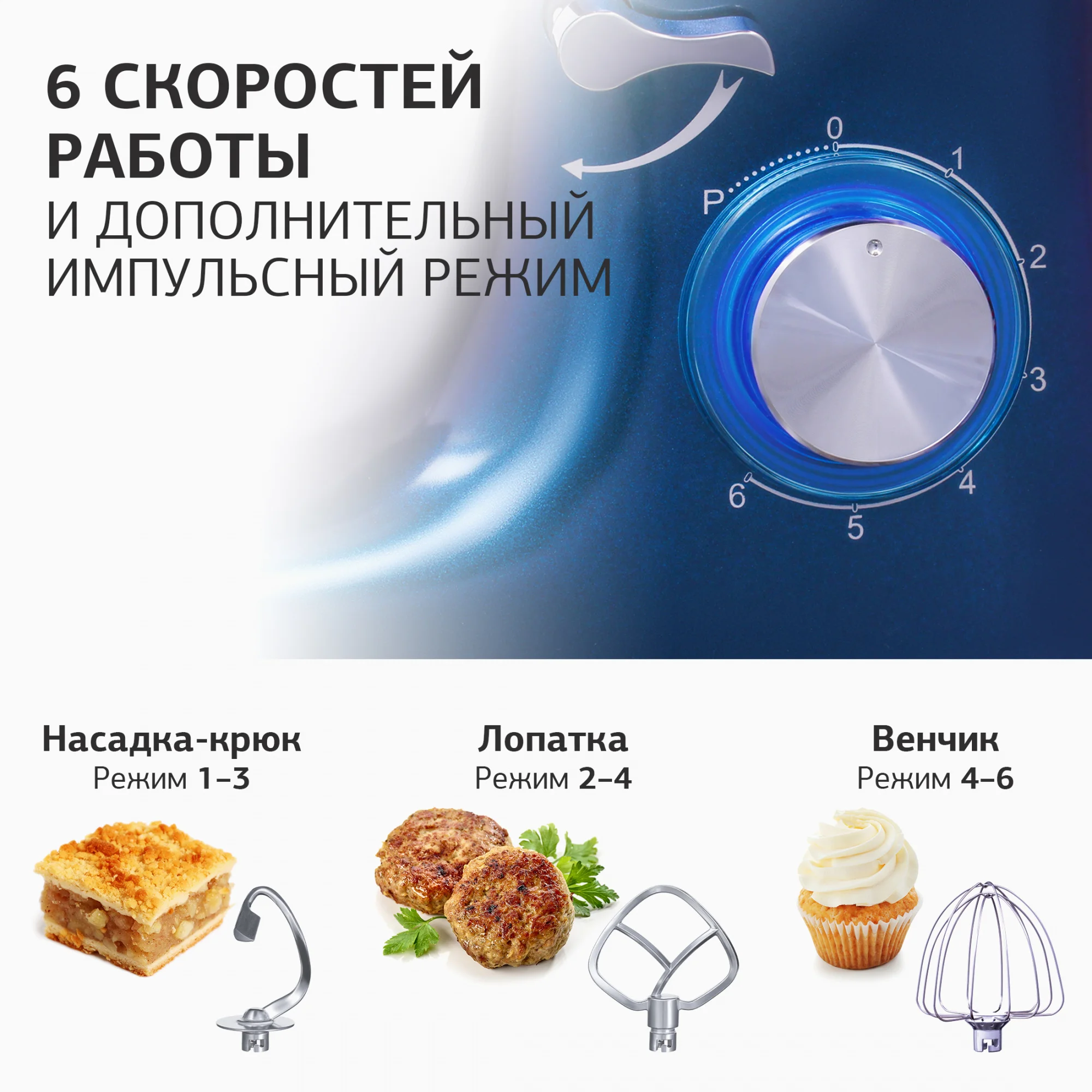 Миксер планетарный Starwind SPM7167, 1600 Вт, фиолетовый