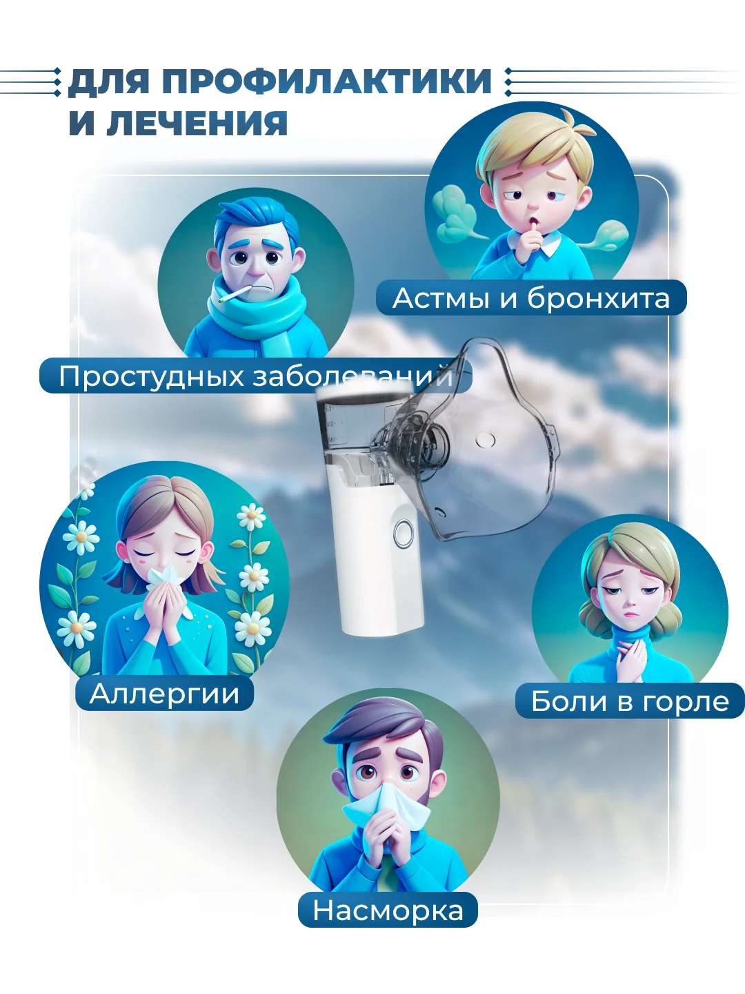 Ингалятор небулайзер портативный для детей и взрослых