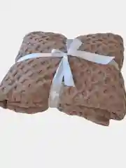Детский плед одеяло  для новорожденного вязаное, с мехом