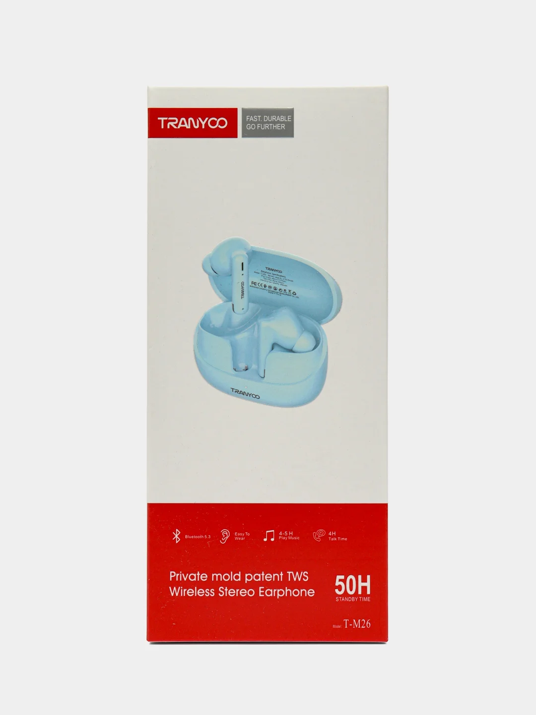 Белый беспроводные наушники TRANYOO Wireless Stereo Earphone TWS, T-M26 вакуумные