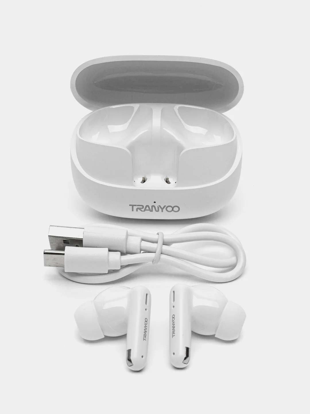 Белый беспроводные наушники TRANYOO Wireless Stereo Earphone TWS, T-M26 вакуумные