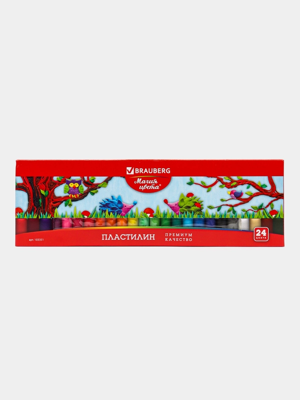 Пластилин классический BRAUBERG "МАГИЯ ЦВЕТА", 24 цвета, 500 г, ВЫСШЕЕ КАЧЕСТВО, 103351