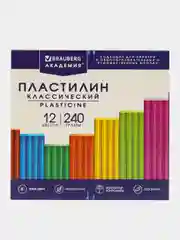Пластилин набор 4 штуки по 12 цветов большой, классический, 960 грамм, 4 стека, Brauberg
