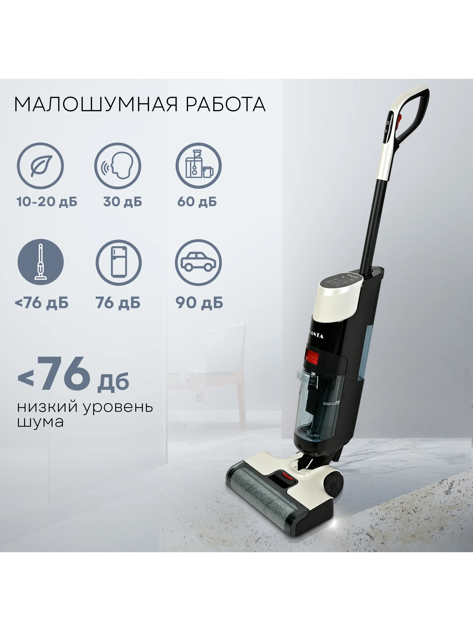 Пылесос моющий вертикальный беспроводной PLANTA PL-CW201: сухая убора, влажная уборка