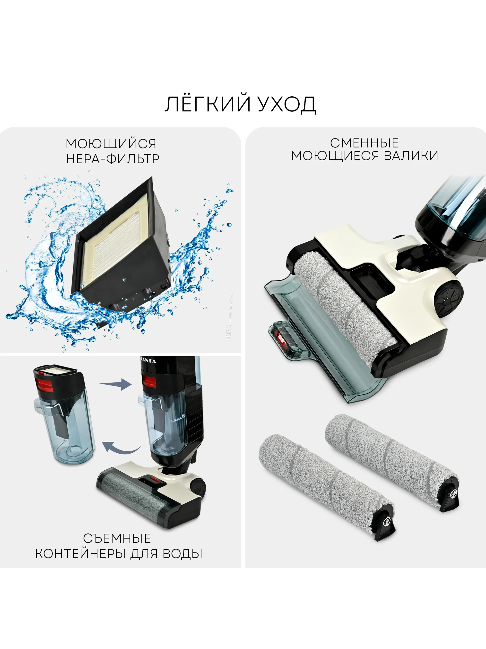 Пылесос моющий вертикальный беспроводной PLANTA PL-CW201: сухая убора, влажная уборка