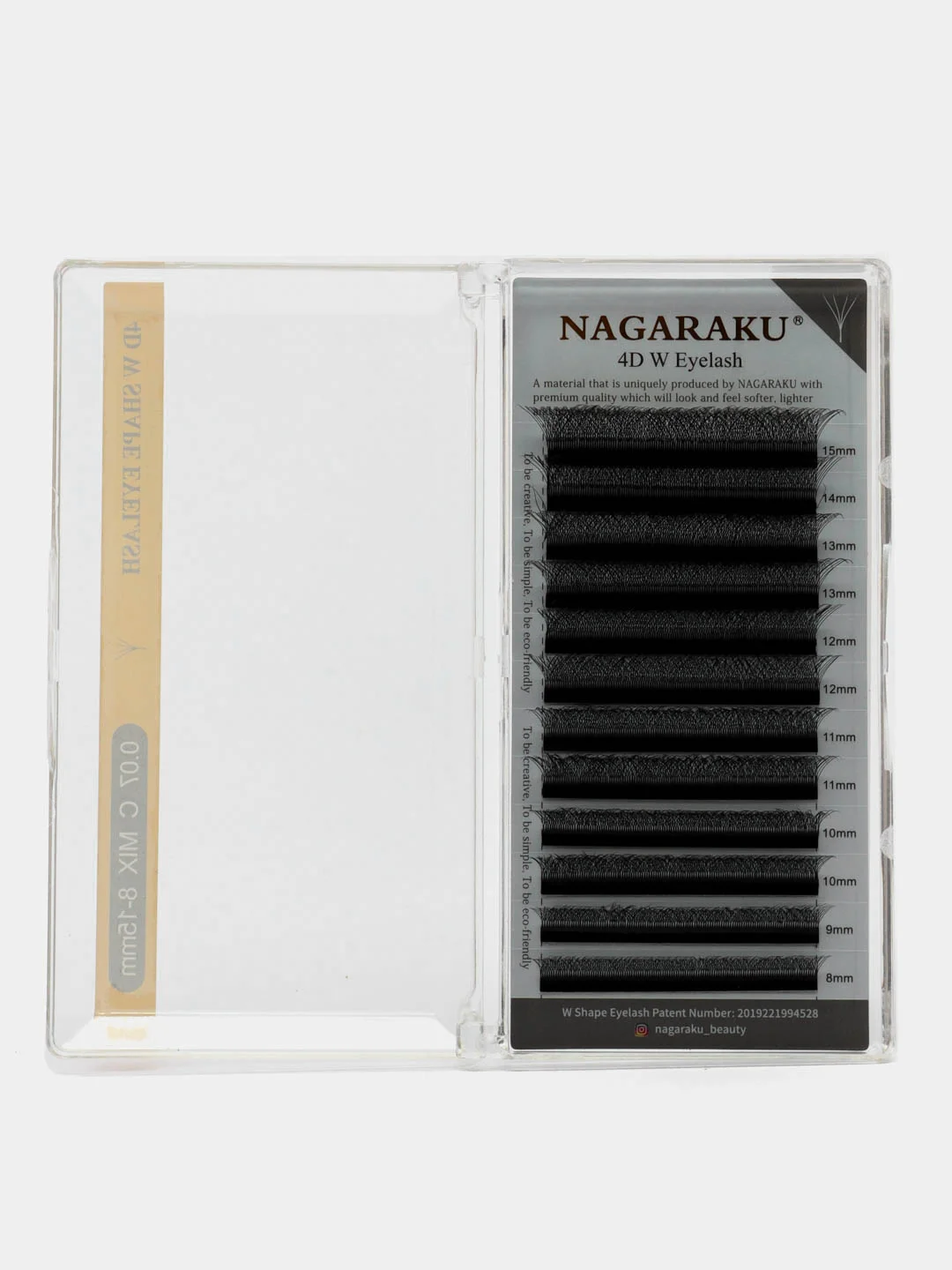 Ресницы для наращивания Nagaraku MIX 8-15 mm (Нагараку), изгиб C, D, 4D, черные