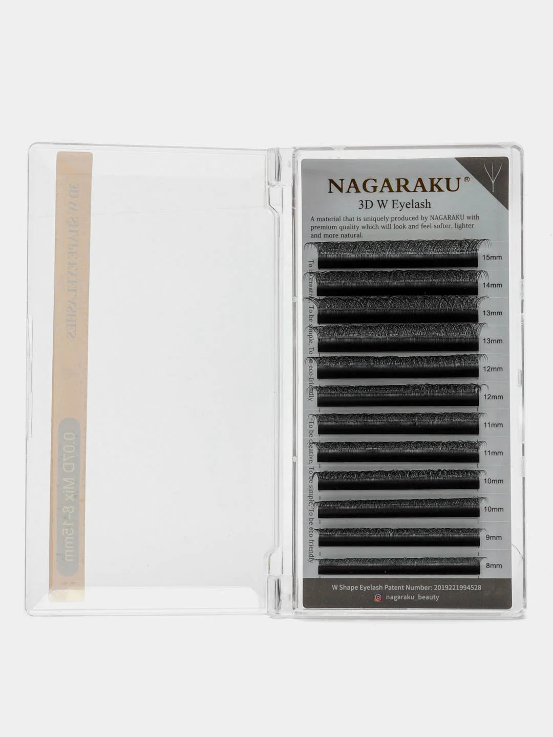 Ресницы для наращивания Nagaraku MIX 8-15 mm (Нагараку), изгиб C, D, 3D, черные