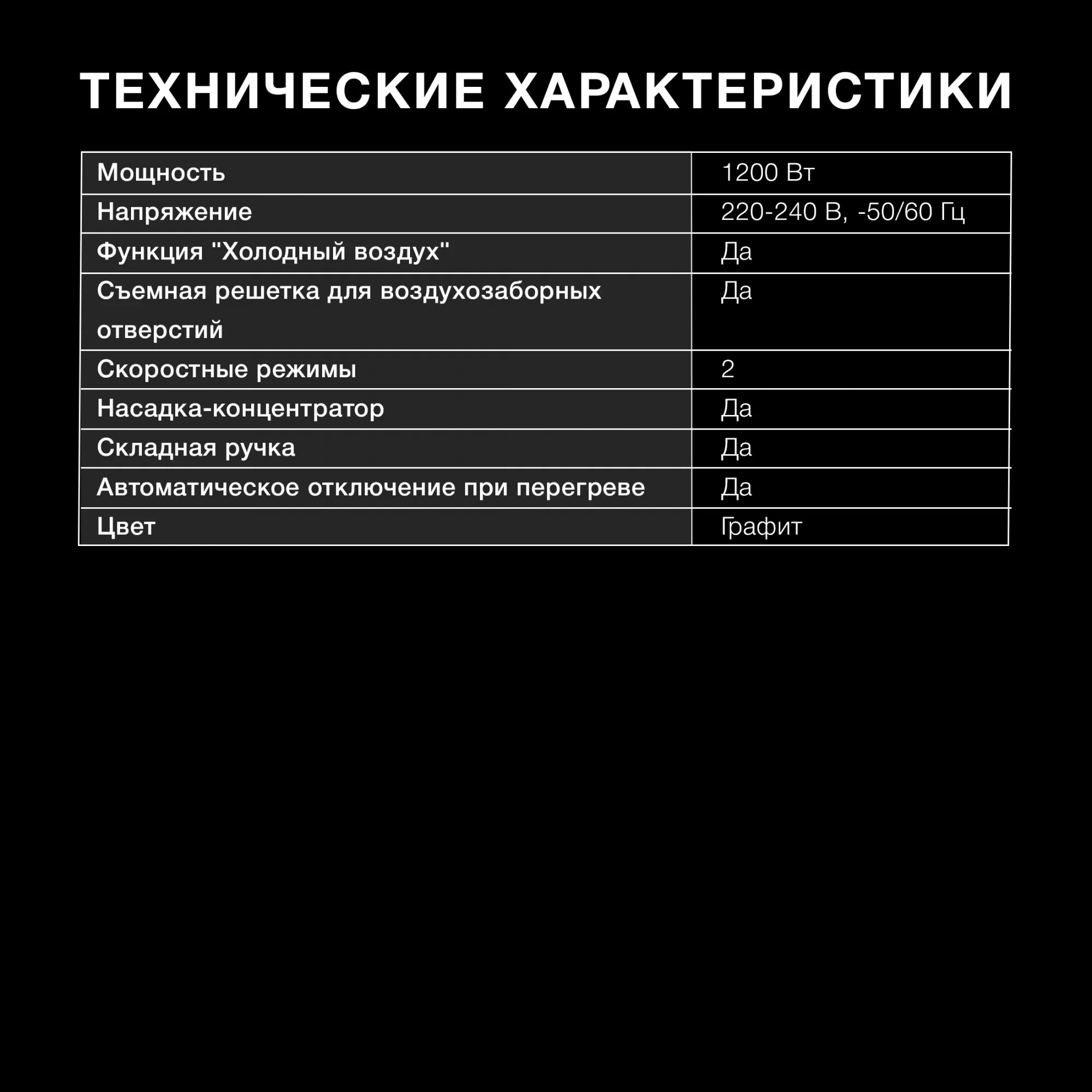 Фен для волос Hyundai H-HD0765, со складной ручкой, 1200 Вт