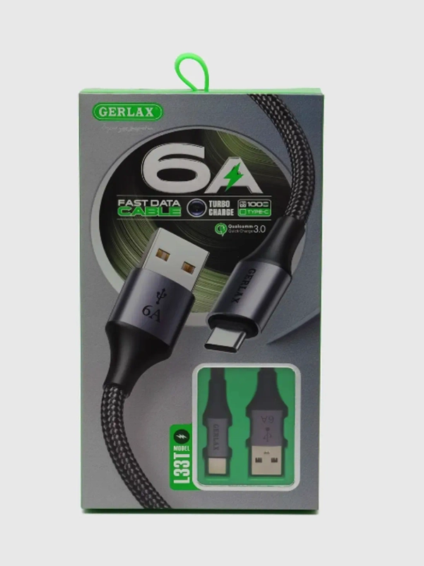 Кабель зарядный для быстрой зарядки плетеный 6 А Type-C USB зарядное устройство тайпси
