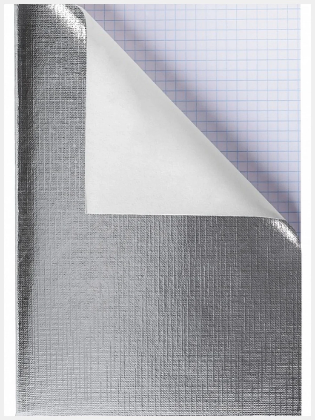 Серебряный тетрадь бумвинил А4 96 л. скоба, офсет №1, клетка, "Бумвинил METALLIC", HATBER