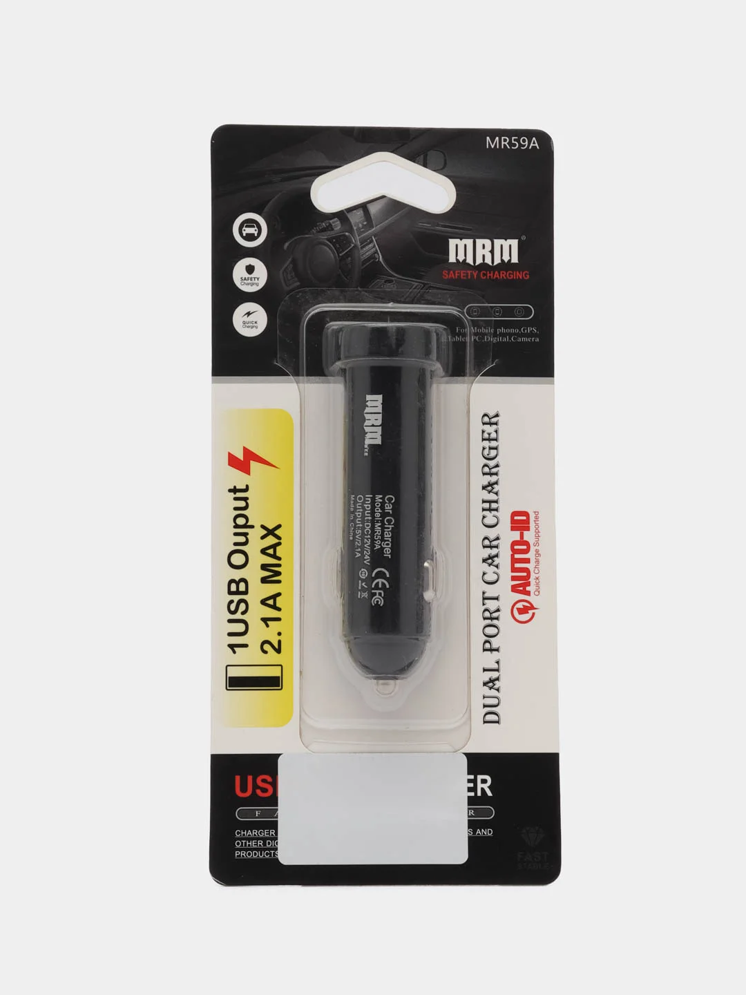 Черный зарядное автомобильное удлиненное АЗУ Usb 1x MRM MR59A