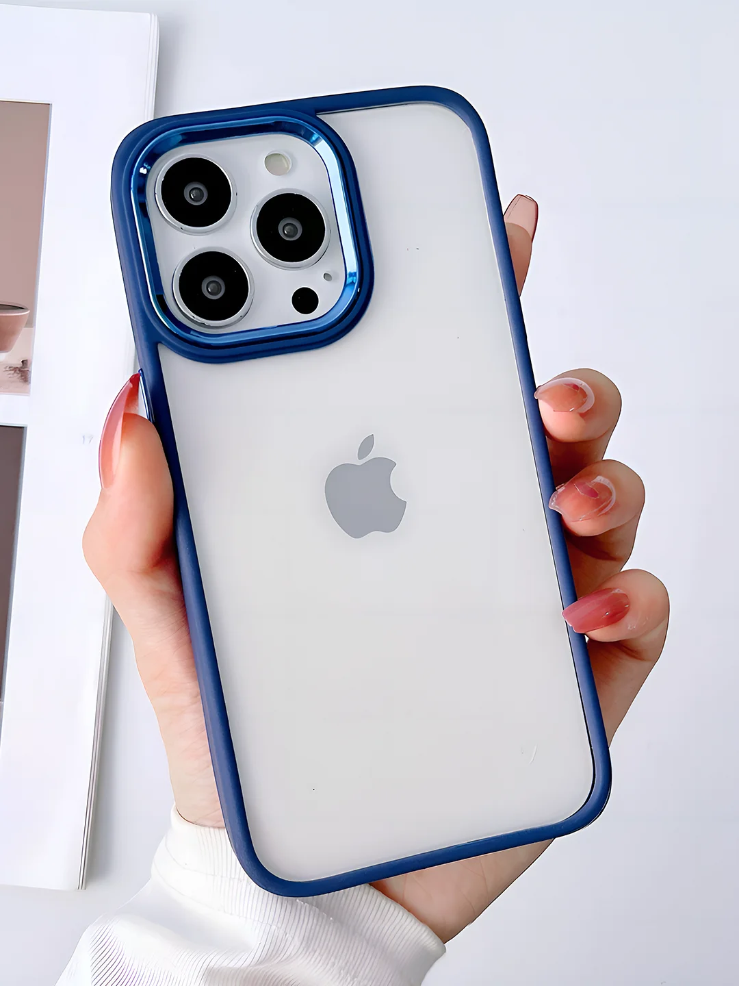 Синий чехол Айфон, iPhone 15, 14, 13, 11, Про Макс прозрачный