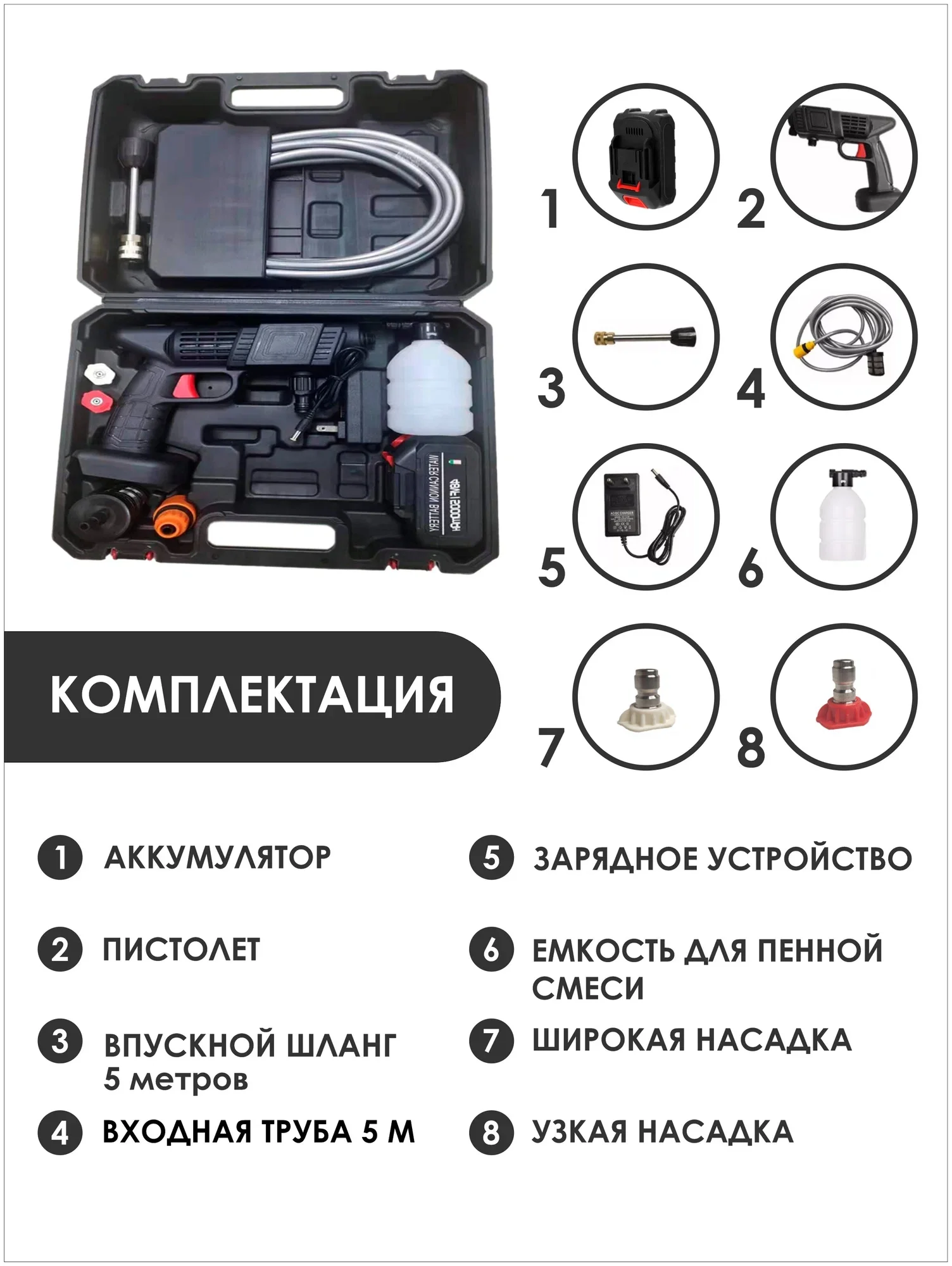 Черный мойка высокого давления, аккумуляторная