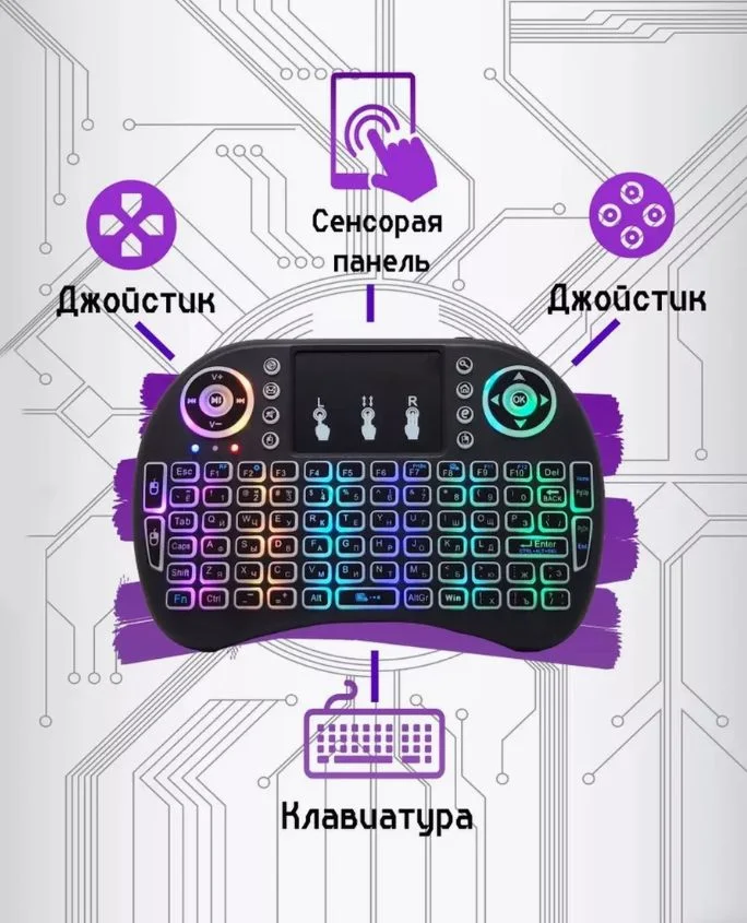 Белый мини клавиатура с тачпадом, Беспроводная, английская раскладка