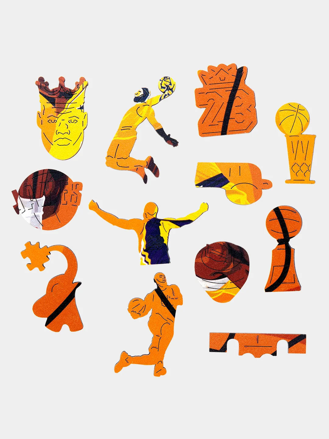 Деревянный фигурный пазл Active Puzzles "Леброн Джеймс",24х26 см, 70 деталей