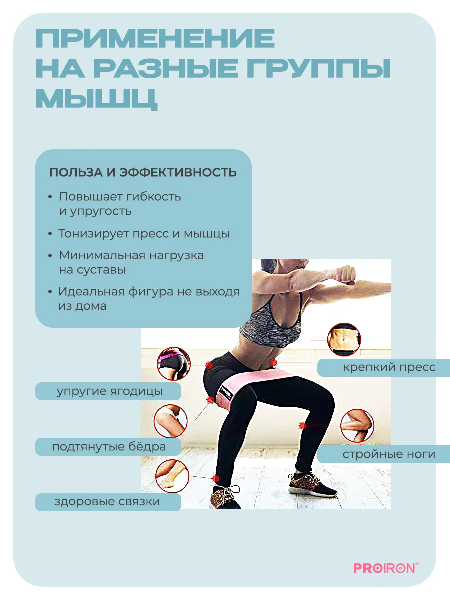 Резинка для фитнеса, PROIRON, ленточная, тканевая, 76х8 см, 7-11 кг, розовая