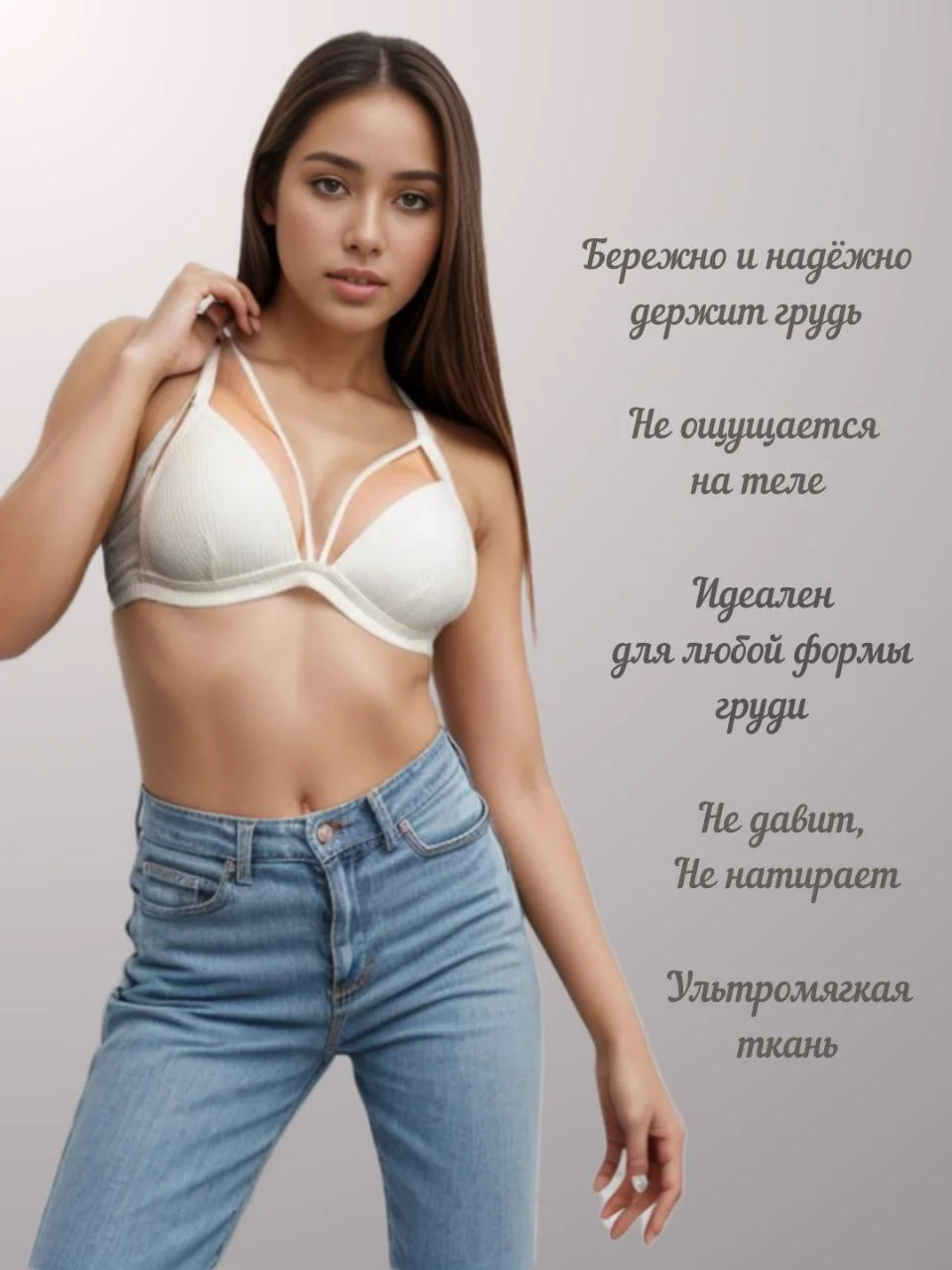 Белый бюстгальтер без косточек