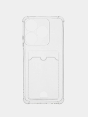 Чехол для Tecno Spark 10 / 10C (Техно Спарк 10 / 10С) с карманом для карт, прозрачный