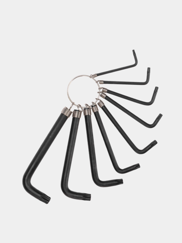 Набор ключей имбусовых TORX KRANZ T10-T50, CrV, 9 шт. , оксидированные, на кольце