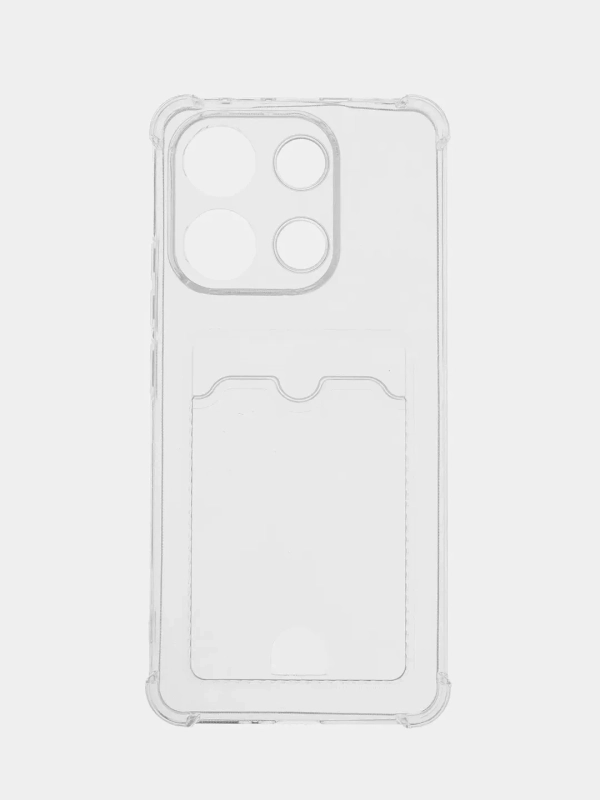 Чехол для Xiaomi Redmi Note 13 4G (Сяоми Редми Ноут 13 4G) с карманом для карт, прозрачный