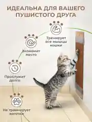 Бежевый когтеточка для кошек настенная, ковролиновая, когтедралка для кошек и котов с кошачьей мятой