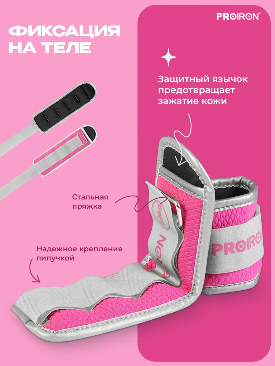 Утяжелители для ног, рук, 0,5 кг, PROIRON, набор 2 штуки, розовые