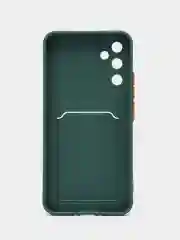 Тёмно-зелёный чехол для Samsung Galaxy A55 ( Самсунг Галакси А55), с карманом для карт