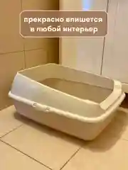 Бежевый лоток  туалет большой с бортами для всех видов кошек и животных