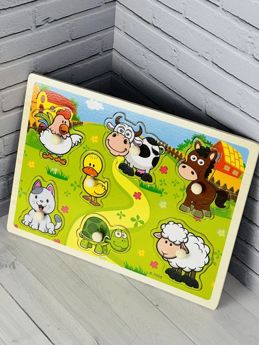 Деревянный пазл рамка-вкладыш домашние животные игра