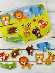 Развивающая игра для малыша рамка вкладыш из дерева животные лесные африки