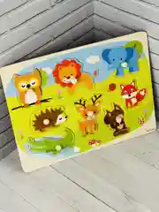 Развивающая игра для малыша рамка вкладыш из дерева животные лесные африки