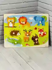 Развивающая игра для малыша рамка вкладыш из дерева животные лесные африки
