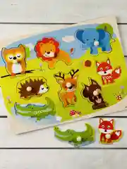 Развивающая игра для малыша рамка вкладыш из дерева животные лесные африки