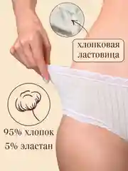 Трусы женские 5 шт с кружевным краем, набор слипы хлопковые, пастельные цвета