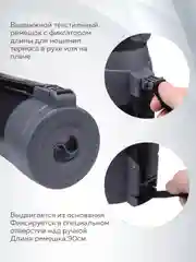 Термос для чая 2 л, вакуумный, с ручкой, доп.чашка, крышка кружка, черно-серый, Термосович