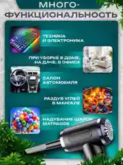 Воздуходувка аккумуляторная, компрессор для чистки продувки пк, мангала, надувания шаров