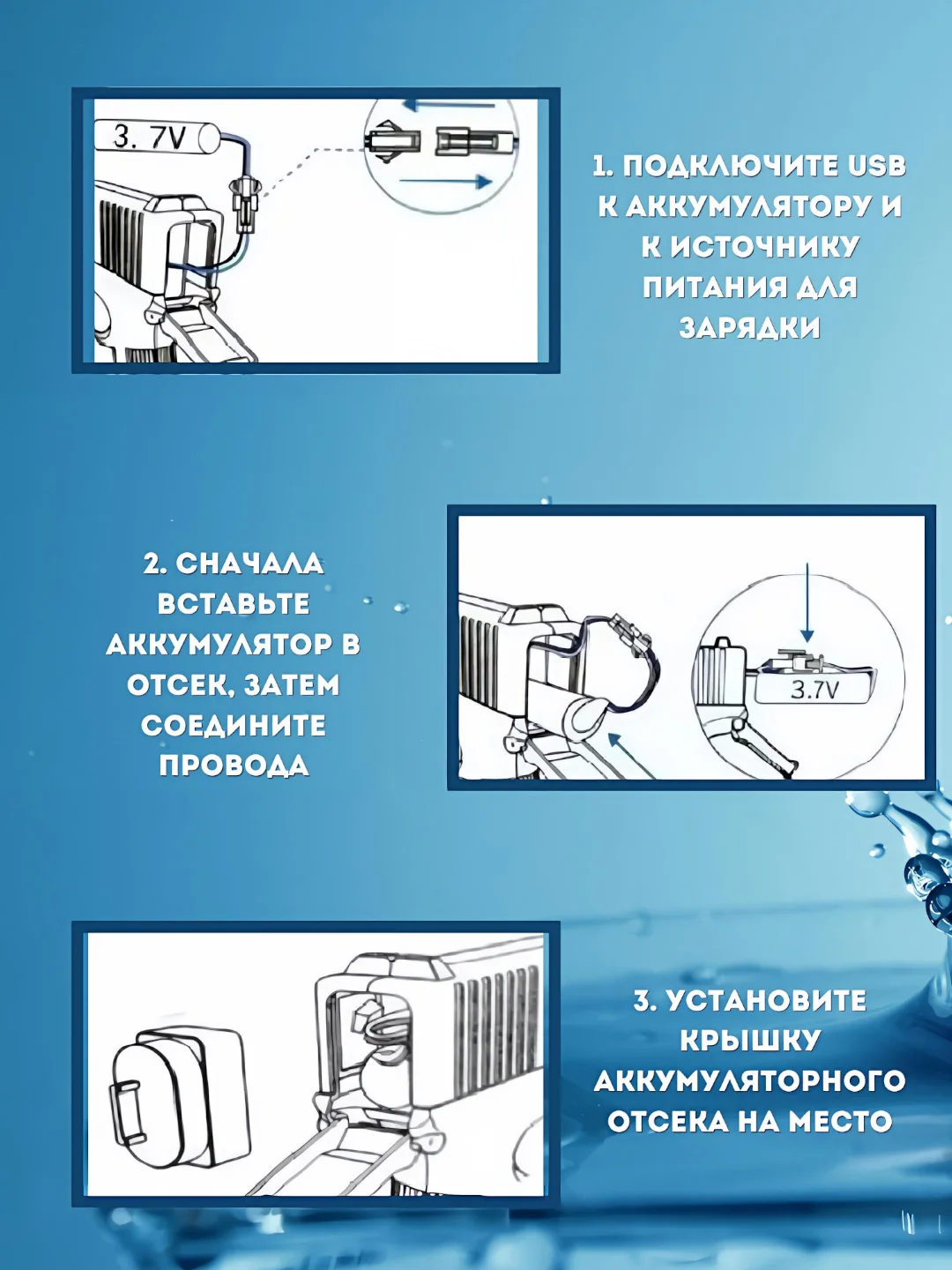 Розовый водный пистолет детский, электрический на аккумуляторе, глок