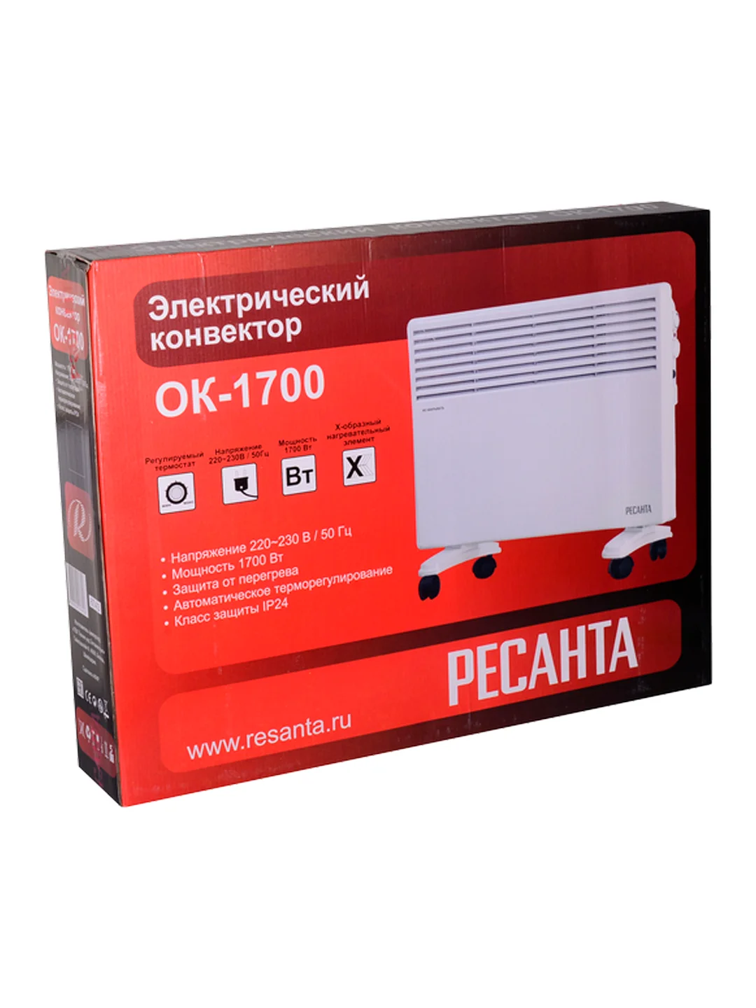 Конвекторный обогреватель Ресанта ОК-1700 (1,7кВт) электрический конвектор 67/4/3