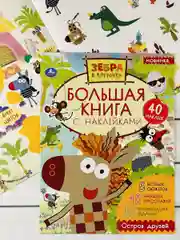 Большая книжка с наклейками Стикеры Зебра в клеточку мульт