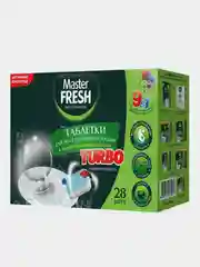 Таблетки для посудомоечной машины 9в1 Master FRESH TURBO, растворимая оболочка, 28 штук