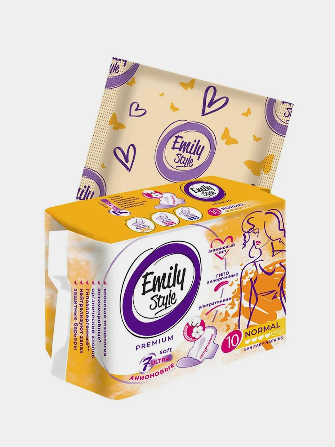 Прокладки женские анионовые Emily Style PREMIUM NORMAL, ультратонкие, 10 штук