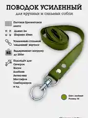 Поводок брезентовый, ширина 30 мм, для крупных собак, усиленный с вертлюгом без карабина