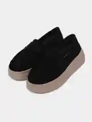 Черный лоферы женские замшевые на платформе