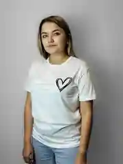 Белый футболка женская, базовая футболка, футболка с принтом Сердце
