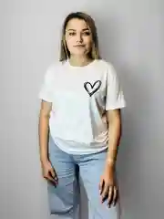 Белый футболка женская, базовая футболка, футболка с принтом Сердце